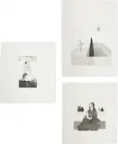 David Hockney, Rapunzel Growing in the Garden; The Enchantress in her Garden; and The Enchantress with the Baby Rapunzel, plates 12, 13 and 14 from Illustrations for Six Fairy Tales from the Brothers Grimm, 1969, Three etching and aquatints, on Hodgkinson hand-made wove paper watermarked 'DH / PP', with full margins