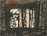 Sand by Howard Hodgkin, 1982-85, Lithograph in colours with hand-colouring in watercolour, on buff Velin Arches mould-made paper, the full sheet, offered Jun 2017