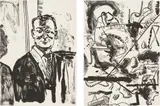 Albert Oehlen, Untitled; and Untitled, 1998, Two lithographs, on Somerset paper, the full sheets