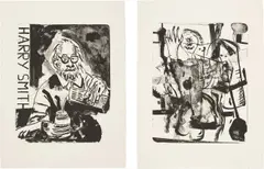 Albert Oehlen, Untitled; and Untitled, 1998, Two lithographs, on Somerset paper, with full margins