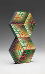 Kettes by Victor Vasarely, 1988, Wood multiple hand-painted with acrylic in colours on both sides, sold Jun 2017