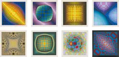 Enigmes by Victor Vasarely, 1974, The complete set of eight screenprints in colours, on Arches paper, with full margins, with title page and colophon, the, sold Jun 2017