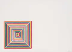 Line up, from Jasper's Dilemma by Frank Stella, 1973, Offset lithograph in colours, on J. Green Paper, with full margins, sold Jun 2017