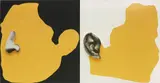 John Baldessari, Noses & Ears, Etc.: The Gemini Series: Two Profiles, One with Nose (B&W); One with Ear (B&W), 2006, Screenprint construction in colours, on BFK Rives and Lanaquarelle paper mounted to Sintra (as issued), the full sheet
