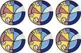 Roy Lichtenstein, Water Lillies, 1990, Six porcelain plates glazed in colours