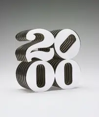 2000 by Robert Indiana, 1999, Stainless steel multiple, contained in the original grey foam box, sold Jun 2017