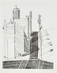 Hotel Corner by Wayne Thiebaud, 1979/1998, Etching with drypoint, on wove paper, with full margins, offered Jun 2017