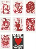 Jonathan Meese, Große Frauen (Great Women), 2007, The complete set of seven lithographs in red, on Magnani paper, with full margins, with justification, the sheets loose, contained in the original black card portfolio with hand-painted cover