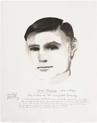 Marlene Dumas, Alan Turing, 2015, Piezographic print in colours, on wove paper, the full sheet, contained in the original black card folder with printed label