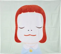 WOW project (Works on Whatever) by Yoshitomo Nara, 2010, Digital print in colours on brushed cotton towelling, sold Jun 2017
