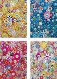 An Homage to Monogold 1060 B; An Homage to IKB 1957 B; An Homage to Monopink 1960 B; and An Homage to Yves Klein, Multicolor B by Takashi Murakami, 2012, Four offset lithographs in colours, on smooth wove paper, the full sheets, sold Jun 2017