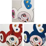 And Then x 6 (White: The Superflat Method, Pink and Blue Ears); And Then x 6 (Red: The Superflat Method); and And Then x 6 (Marine Blue: The Superflat Method) by Takashi Murakami, 2013, Three offset lithographs in colours, on smooth wove paper, the full sheets, sold Jun 2017