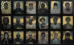 Iconostatus by Walter & Zoniel, 2012, Unique polyptych comprised of 18 direct positive photographs on tin with ink, pigment and oil paint, and 24 carat gold-l, sold May 2017