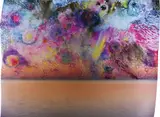 Chloe Sells, Blues from Measuring Infinity, 2016, Unique chromogenic print with watercolour ink, flush-mounted to linen