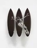 Michael Dweck, Triple Gidget from Sculptural Forms, 2015, Triptych comprised of three archival pigment prints on silk, polyurethane, resin, fibreglass. Accompanied by the artist's aluminium wall-mounting brackets