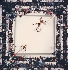 Neil Leifer, Aerial of Muhammad Ali victorious after his round two knockdown of Cleveland Williams during the 1966 World Heavyweight Title fight at the Astrodome, Houston, Texas, November 14, 1966, Chromogenic print, printed later