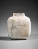 Francine Del Pierre, Large flat vase, 1963, Earthenware, grey glaze with a floral motif