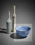 Francine Del Pierre, Bowl, 1967, Earthenware, cobalt glaze with foliate motif