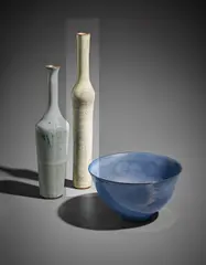 Bottle by Francine Del Pierre, 1966, Earthenware, layered grey glaze, sold Apr 2017
