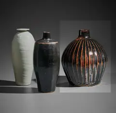 Vase by Bernard Leach, 1969, Stoneware, tenmoku glaze over a fluted body, sold Apr 2017