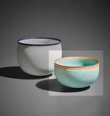 Bowl by Alev Ebüzziya Siesbye, 1990, Stoneware, turquoise glaze, two unglazed bands on the lip, sold Apr 2017
