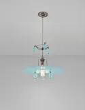 Edwin Lutyens, Rare six beaded ‘Halo’ ceiling light, designed for Gledstone Hall, Skipton, North Yorkshire, 1922-1926, Coloured glass, silver-plated brass