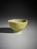 Green bowl by Lucie Rie, circa 1968, Porcelain, acid green glaze, sold Apr 2017