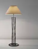 Jean Royere, 'Mirabeau' standard lamp, circa 1955, Painted tubular iron, brass, aluminium, fabric shade