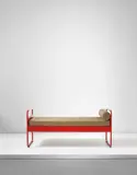 Bed, model no. 17, designed for the Lycée Fabert, Metz by Jean Prouvé, 1935, Painted steel, painted tubular steel, Duralumin, fabric, sold Apr 2017