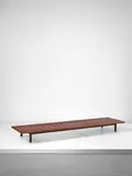 Low bench, from Cité Cansado, Cansado, Mauritania by Charlotte Perriand, 1958, Mahogany, painted metal, sold Apr 2017