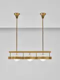 Gio Ponti, Rare ceiling light, circa 1965, Brass, tubular brass, opaque glass, painted aluminium