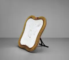Table mirror, model no. 74 by Venini, circa 1939, A treccia coloured glass, mirrored glass, brass, offered Apr 2017