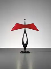 Max Ingrand, Table lamp, 1955, Painted cast aluminium, fabric shade