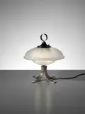 Rare table lamp, model no. 522 by Gino Sarfatti, 1948-1950, Glass, nickel-plated metal, painted aluminium, sold Apr 2017