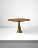 Angelo Mangiarotti, Early low table, circa 1959, Walnut, walnut-veneered wood, bronze