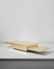 '2000' extendable coffee table, from the 'Plurimi' series by Gabriella Crespi, circa 1970, Brass-covered wood, sold Apr 2017