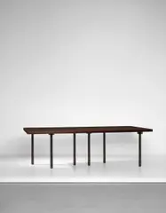 'P.P.C.' table by Martin Szekely, 2006, Nickel-plated stainless steel, wenge wood, sold Apr 2017