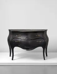 Maarten Baas, Unique 'Smoke' cabinet, 2006, Charred pre-existing designed cabinet, clear epoxy resin, brass