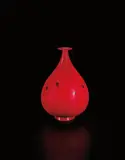 Unique 'Vaso rosso con murrine a lente', from the 'Gocce di Murrine' series by Yoichi Ohira, 1999, Hand-blown coloured glass canes with clear glass murrine , ground surface, offered Apr 2017