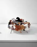 'Cake' stool by Fernando Campana and Humberto Campana, circa 2008, Stuffed toy animals, brushed stainless steel, offered Apr 2017