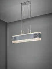 Émile-Jacques Ruhlmann, Rare and important ceiling light, model no. 3543NR, circa 1930, Chromium-plated brass, alabaster, glass, passementerie