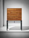 Jørgen Berg, Rare cabinet-on-stand, model no. 24190, circa 1959, Rosewood, rosewood-veneered wood, stained beech, ebonised wood, brass