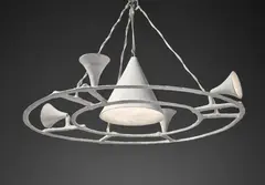 Alberto Giacometti, Unique and large conic chandelier with four small cones, from the Tériade apartment, Paris, circa 1954, Plaster