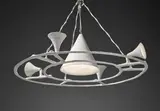 Unique and large conic chandelier with four small cones, from the Tériade apartment, Paris by Alberto Giacometti, circa 1954, Plaster, sold Apr 2017