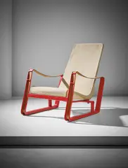 Jean Prouvé, Important 'Cité' armchair, from Jean Prouvé's private collection, circa 1930, Painted steel, leather, fabric