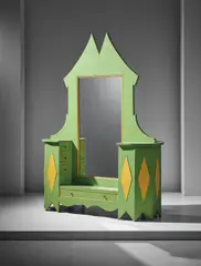 Unique vanity by Giacomo Balla, circa 1918, Painted oak, mirrored glass, brass, offered Apr 2017