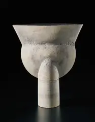 Hans Coper, 'Thistle' form, circa 1975, Stoneware, layered white porcelain slips and engobes over a body with textured and incised linear designs, the interior with manganese glaze