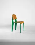 'Semi-metal' chair, model no. 305 by Jean Prouvé, designed 1950, produced 1950-1969, Painted steel, painted tubular steel, oak-veneered plywood, rubber, offered Sep 2017