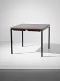 Table, from a 'chambre d’étudiant', Maison du Brésil, Cité Internationale Universitaire de Paris by Charlotte Perriand, 1956-1959, Painted steel, plastic laminate-covered plywood, molded plastic, offered Sep 2017
