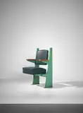 Jean Prouvé, Lecture hall armchair, designed for the Faculté de Lettres, Université de Besançon, 1952-1956, Painted steel, oak, vinyl